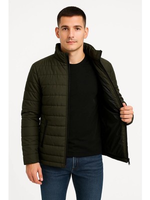 Nemere Bomber Mont Ceket – Su Itici Kumaş, Kapitone Astarlı, Fermuarlı, Kışlık - Haki