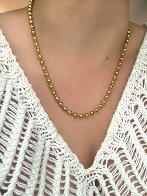 QA Quella Accessories Çelik Topçuk Sıralı Gold Zincir Kolye 45+5 cm