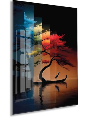 Generic Soyut Portre Cam Tablo – Renkli Fırça Efektli Sanatsal Uv Baskılı Temperli Cam Duvar Tablosu Modern  – Doğa ve Denge Temalı Sanatsal Uv Baskılı Temperli Cam Duvar Tablosu - PEONY015