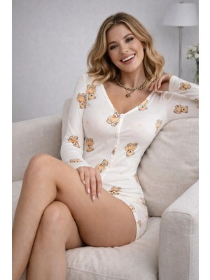 Byen Giyim En Mutlu Gecelern Kollu Şort Tulum – Esnek Kumaş Vücuda Oturan Model