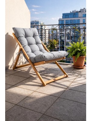 120X50 cm Şezlong Minderi – 10 cm Kalın Keten Bahçe Balkon Minderi, Konforlu Şezlong Yatağı