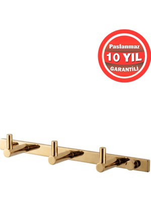Banyom Home Altın Gold Paslanmaz Pirinç 3’lü Mercan Banyo Askılık Seti – Modern, Dayanıklı