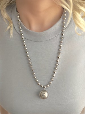 QA Quella Accessories Çelik Top Sallantılı Silver Uzun Kolye 60+5 cm