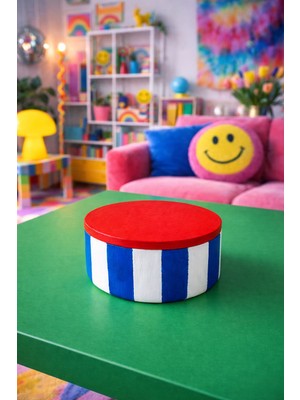 Gizy Store Renkli Çizgili Dekor Takı Kasesi, Renkli Dekoratif Taş Tozu Kase, El Yapımı Çizgili Kase