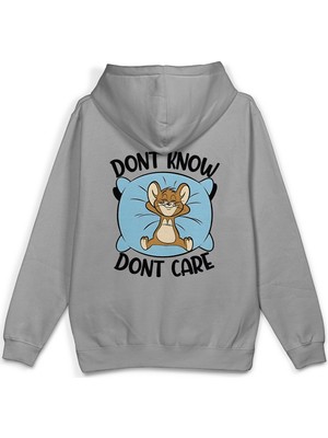 Overoz Tom ve Jerry  Sırt Baskılı Kapüşonlu Yarı Oversize Unisex Sweatshirt Gri Hoodie 1381