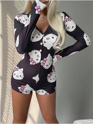 Byen Giyim En Mutlu Geceleru Şort Tulum