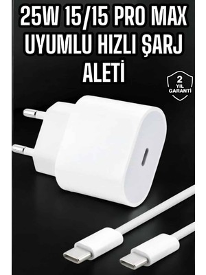 Hayat Store Güç Adaptörü ve Kablosu Şarj Aleti 15/15 Pro Max Uyumlu Hızlı Şarj - Lisinya