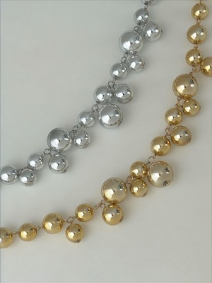 QA Quella Accessories Özel Seri Top Sallantılı Köprü 14 Ayar Altın Kaplama Gold & Gümüş Kolye 40+5 cm - Gümüş