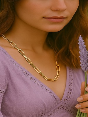 QA Quella Accessories Çelik Figaro  14 Ayar Gold Zincir Kolye 50+5 cm