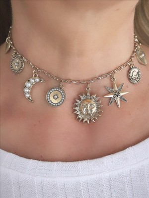 QA Quella Accessories Özel Kaplama Etnik Desen Charm Sallantılı   Kolye