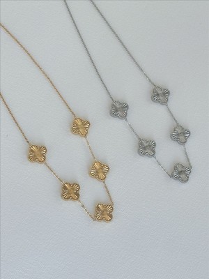 QA Quella Accessories Çelik   Yonca 14K Gold Kolye 40+5 cm - Gümüş