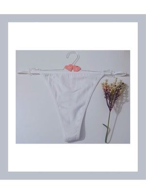 Zarvia %95 Pamuk Beyaz Esnek Rahat Kadın Iç Çamaşırı Tanga
