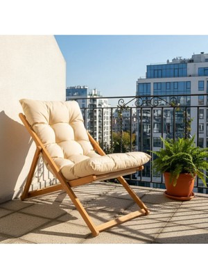 120X50 cm Şezlong Minderi – 10 cm Kalın Keten Bahçe Balkon Minderi, Konforlu Şezlong Yatağı