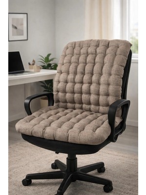Sırt Destekli Ofis Sandalyesi Minderi 50×110 cm | Keten Oturma Minderi | Kahverengi