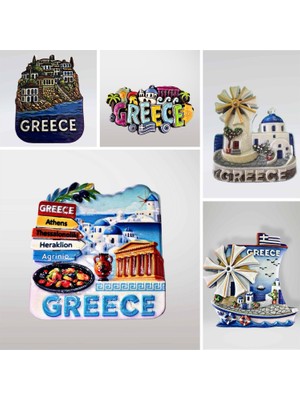 Mundy Greece (Yunanistan) Temalı Kabartmalı Polyester 5 Li  Magnet Seti Buzdolabı Süsü (KOD:1089)