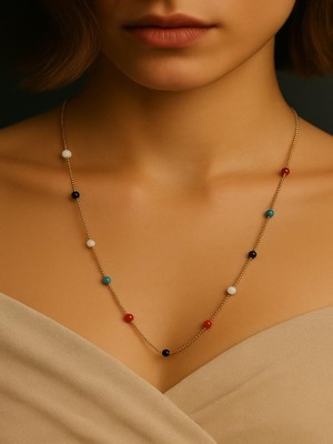 QA Quella Accessories Xuping Renkli Top Sıralı Soft Gold Zincir Uzun Kolye 60 cm