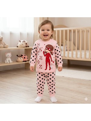 Yağmur Giyim Supermını Maskeli Kedi Kız Desenli Kız Çocuk Pijama Takımı 1-3 Yaş 1158