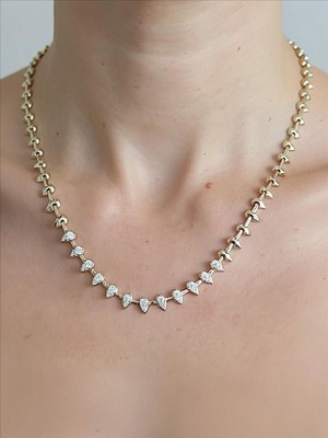 QA Quella Accessories Rodyum Damla Zirkon 14K Gold Kolye 43+5 cm