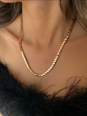 QA Quella Accessories Çelik Ince Arpa  14K Altın Kaplama Zincir Gold Kolye 60+5 cm