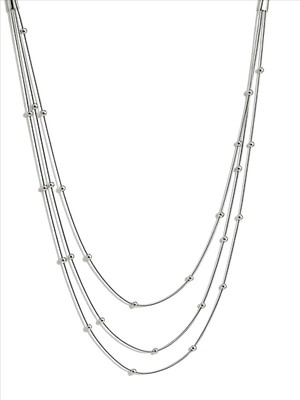 QA Quella Accessories Çelik Üç Sıra Dorika Gümüş Çoklu Kolye