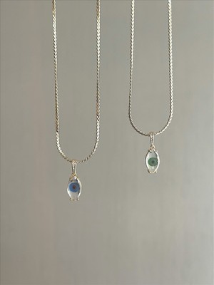 QA Quella Accessories Rodyum Zirkon Nazar Göz 14K Gold Kolye 50 cm - Yeşil