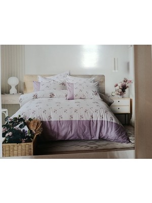 Karamanlı Home 2 Adet Fermuarlı Yastık Alezi Hediyeli % 100 Pamuk  Ranforce Çift Kişilik Nevresim Takımı Lila 4 Parça 200X 220CM Nefes Alır Terletmez