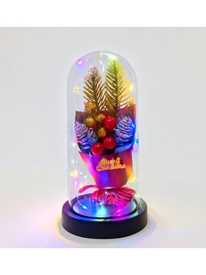 İntora Yılbaşı Temalı Işıklı Dekoratif Cam Fanus - Model 3