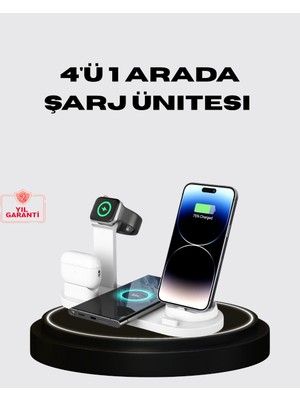 Hayat Store Apple Uyumlu Kablosuz Şarj Istasyonu 4 Cihaz Destekli ve Hızlı Şarjlı - Lisinya