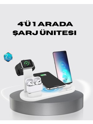 Hayat Store 4’lü Apple Kablosuz Şarj Standı iPhone Watch ve Airpods Çoklu Şarjlı - Lisinya