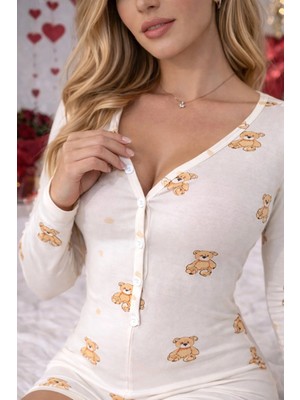 Byen Giyim En Mutlu Gecelermeli Tulum Pijama – Yumuşak Kumaş Rahat Ev Giyimi