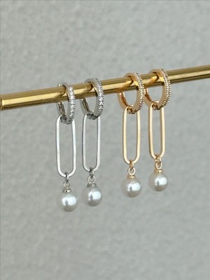 QA Quella Accessories Rodyum Inci Top Sallantılı 14K Gold-Silver Küpe - Gümüş