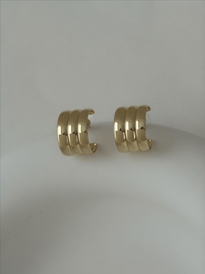 QA Quella Accessories Rodyum Birleşik Üçlü Görünüm 14 Ayar Altın Kaplama Halka Gold Küpe