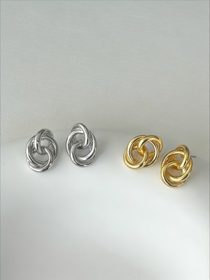 QA Quella Accessories Özel Seri Burgu  Düğüm Detay 14 Ayar Altın Kaplama Gümüş & Gold Küpe - Gümüş