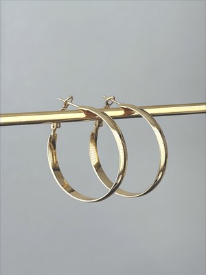 QA Quella Accessories Rodyum Basic Kalın Geçiş Halka 14 Ayar Altın Kaplama Gold Küpe Çap: 3,5 cm