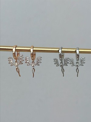 QA Quella Accessories Rodyum Zirkon Melek Küpe  - Gold