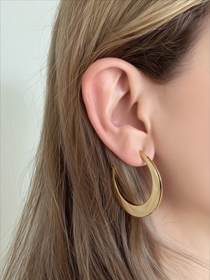 QA Quella Accessories Çelik Halka Ay  Gold Küpe