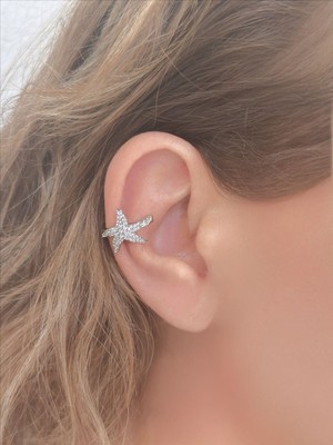 QA Quella Accessories Özel Seri Zirkon Yıldız Sarmal Gümüş Earcuff Kıkırdak Küpe