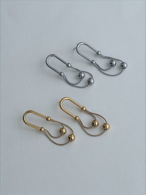 QA Quella Accessories Çelik Ataç Sallantılı Topçuk Gümüş & Gold Küpeler - Gold