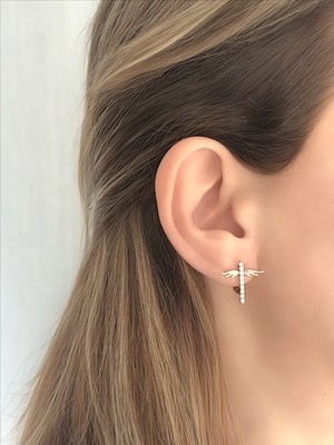 QA Quella Accessories Xuping Zirkon Anka Kuşu Soft Rose Gold Küpe