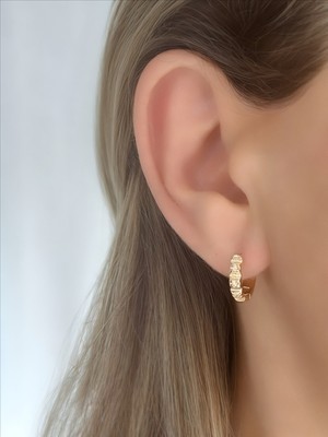 QA Quella Accessories Xuping Halka Tırtık Zirkon Soft Rose Gold Küpe