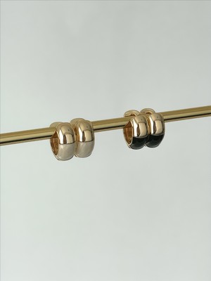 QA Quella Accessories Rodyum 14 Ayar Siyah & Beyaz Halka Soft Rose-Gold Küpeler - Beyaz