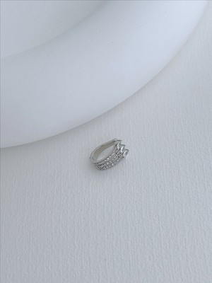 QA Quella Accessories Rodyum Üç Damla Ok Zirkon Gümüş Earcuff Kıkırdak Küpe