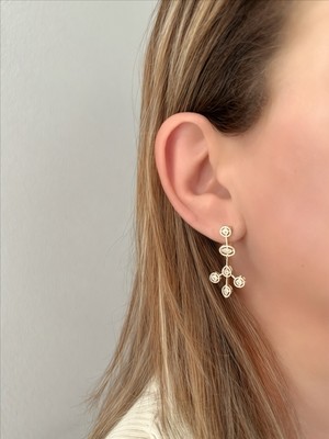 QA Quella Accessories Çelik M   Beyaz Zirkon Gold Küpe