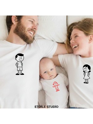 Etoile Studio Çizgi Aile Kombin Tişörtü | Aile Tişört Kombini – Unisex Oversize (Bilgilerinizi Iletiniz)