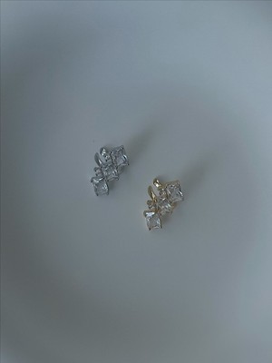 QA Quella Accessories Rodyum Tasarım Earcuff Kare Zirkon Sıralı Gümüş & 14 Ayar Gold Kıkırdak Küpeler - Gold