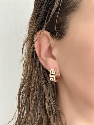 QA Quella Accessories Rodyum Halka Grek  Beyaz 14K Rose Gold Küpe