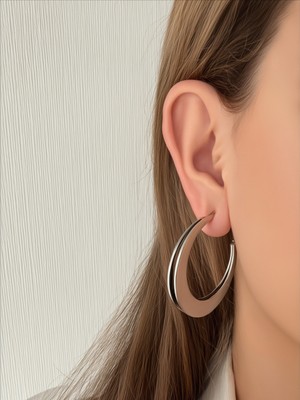 QA Quella Accessories Çelik Halka Ay  Silver Küpe