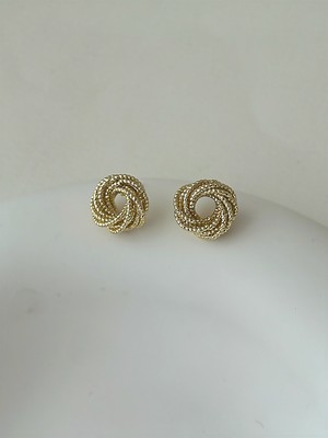 QA Quella Accessories Rodyum Işıl Düğüm Halka  14 Ayar Altın Kaplama Gold Küpe