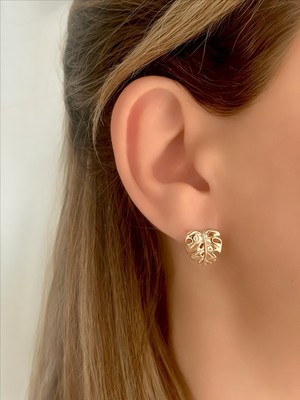 QA Quella Accessories Xuping Yaprak  Zirkon Açık Rose Gold Küpe
