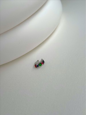 QA Quella Accessories Xuping Mini Zirkon Renkli Earcuff Kıkırdak Gümüş Küpe